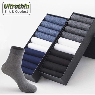 Preston hombres medias negro mercerizado calcetines de los hombres calcetines desodorante 10 pares/caja de moda delgada negocios transpirable tubo medio/Multicolor