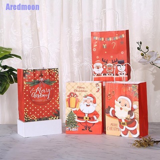 (aredmoon) 12 bolsas de papel Kraft de navidad Santa Claus bolsas con asa bolsa de embalaje