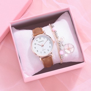 [Reloj + pulsera] Reloj de mujer + Pulsera linda de Sakura Moda simple Estudiante informal (8)