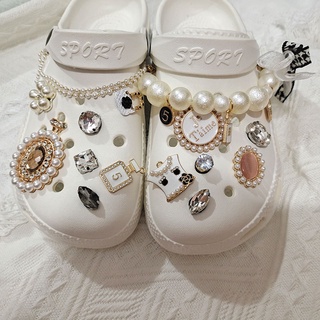 Princesa Croc Charms DIY Perla Zapato Cadena Decoración Rhinestone Jibbitz Conjunto Retro Zapatos Hebilla Brillante Lujo