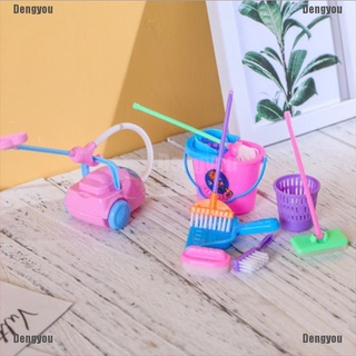 <dengyou> 9 piezas mini fregona escoba juguetes herramientas de limpieza kit de casa de muñecas juguetes limpios