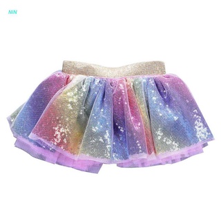 Traje De fiesta De cumpleaños De Princesa arco iris brillante lentejuelas en capas plisadas falda tul Tutu De ballet 0-8t