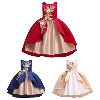 3 colores niña princesa vestido lindo flores tutú niñas vestido de navidad fiesta disfraz de 2-9 años de edad niños vestidos para niñas (1)