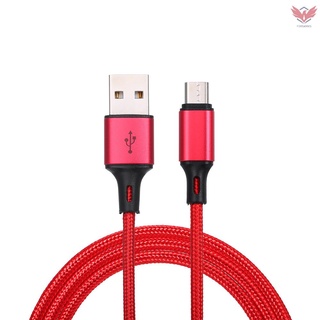 cable de carga micro usb cable de datos de carga micro usb cable de teléfono sincronización de datos nylon trenzado 1m para dispositivos android (rojo)