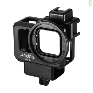 [Nuevo]Andoer G9-4 cámara de acción jaula de vídeo de plástico Vlog funda protectora con doble montaje de zapata fría 55 mm adaptador de filtro de extensión accesorio de repuesto para 9