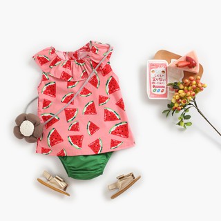 Verano bebé niña conjunto de ropa de dibujos animados bebé recién nacido Tops + fondos de algodón ropa de bebé (1)