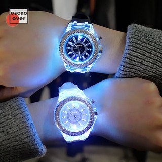 luminoso reloj de moda masculino femenino estudiantes reloj con esfera redonda correa de silicona para niños niñas