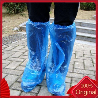 fundas desechables para zapatos azules, zapatos de lluvia y botas, cubierta de plástico larga