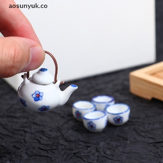 (new) 6pcs/set 1:12 Dollhouse Miniature Porcelain Tea Set Model Kitchen Toys [aosunyuk]