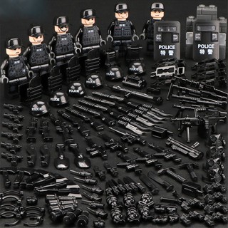 swat 6pcs policía mini figuras lego juguetes bloques de construcción niños educación juguete d8006