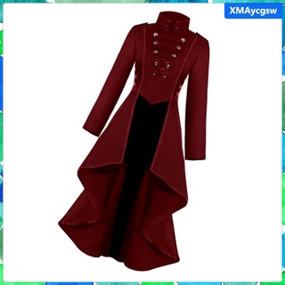 mujer steampunk gótico largo abrigo cola chaqueta cosplay traje rojo