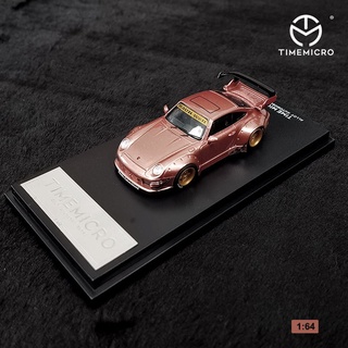 [modelo De coche] - 1/64TM Porsche 993 aleación de oro rosa modelo de simulación de coche acrílico caja Base colección decoración