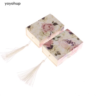 yoyohup 10 piezas nueva rosa flor patrón borla colgante caja de caramelo caja de chocolate caja de regalo co