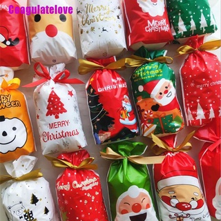 [L] 10 bolsas de plástico de navidad para dulces, fiestas de navidad, dulces, galletas, bolsas