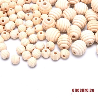 ONESURE 100pcs Wooden Beads Thread Round Eco-Friendly Natural-Color Loose Spacer Beads