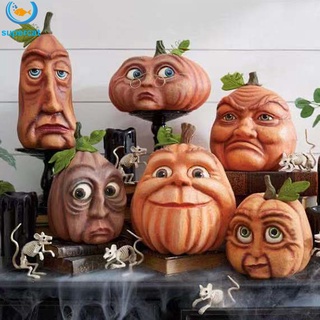 Halloween expresivo calabaza expresión divertida escultura resina artesanía para decoración de Halloween Props