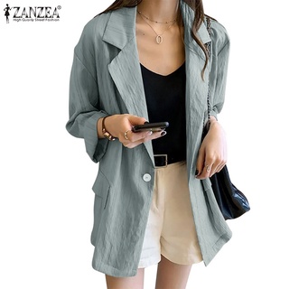 Las mujeres traje de algodón Blazer Cardigan rayas impreso elegante trabajo abrigos de oficina
