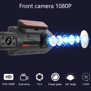 dvr dash cam g-sensor 1080p de doble lente para coche/grabador de video para el frente y dentro de la cámara (2)
