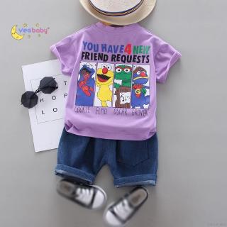 Babysmile conjunto de ropa de niño verano Casual de dibujos animados camisa de manga corta+pantalones cortos (9)