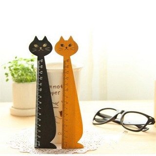 15cm negro amarillo 2 colores encantador gato forma regla creativa madera recta regla (1)