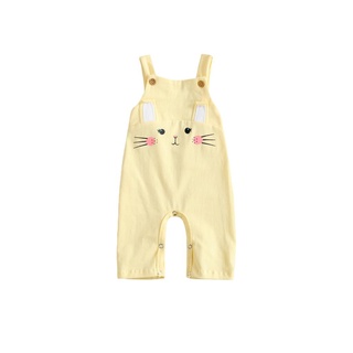 ☌Pj❀Mono de estampado de gato de bebé recién nacido, niño niña Spaghetti Straps mameluco con pantalones largos