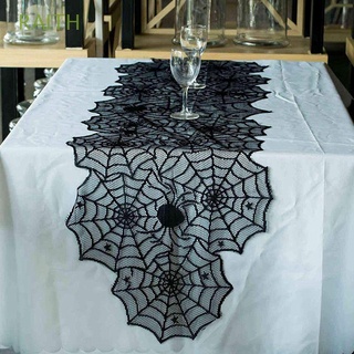 raith evento araña web negro encaje mantel camino de mesa halloween decoración festival chimenea chimenea bufanda fiesta suministros decoración de mesa/multicolor