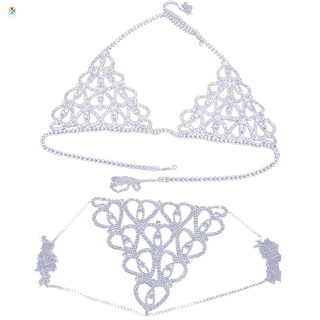 Crystal body Cadena Bikini Conjunto De Diamantes De Imitación Sujetador Playa Traje Ropa Interior Accesorios De Joyería Para Mujeres Y Niñas kpXi dssH YE8G (6)