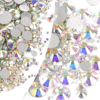 Diamantes de imitación de purpurina Crystal AB SS3-SS40 no caliente Fix FlatBack Strass costura y tela ropa de diamantes de imitación uñas arte piedra