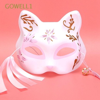 gowell1 disfraz unisex protección de fiesta estilo japonés decoración de halloween gato protección con borlas flor de cerezo mascarada festival campana pintada a mano no tóxico cosplay props