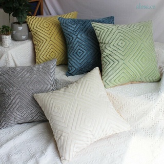 ALOSA Bedroom Cushion Cover Plush Pillow Shell Pillowcase Sofa Home Decor Living Room Geometric Square Soft Throw Pillow/Multicolor