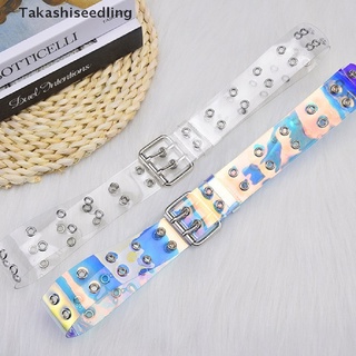 Takashiseedling/transparente láser holográfico mujeres cinturón Punk Pin hebilla cintura correa productos populares