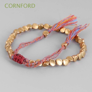 CORNFORD buena suerte trenzado pulsera hombres cuentas de cobre brazaletes mujeres regalos para los amantes de la amistad cuerda budista ajustable joyería de muñeca/Multicolor