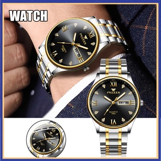 reloj de cuarzo de los hombres con correa de acero blanco luminoso profundo impermeable moda multifunción reloj regalos para hombres