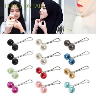 furccostair 12pcs fijo perla clip antideslizante bufanda pin broche chal bufanda musulmana bufandas moda pañuelo hiyab clips/multicolor