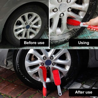 DAMIES Durable Tire Rim Brush Microfiber Car Wash Brush Car Detailing Brush Car Accessories Sponge Resistant bristle Non-slip Handle Wheel Cleaning Tool (7)