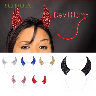 SCHROEN Headwear Devil Horns Shiny Devil Ears Halloween Hair Grips Hair Clip Hairband Hairpins Headband OX Horns/Multicolor