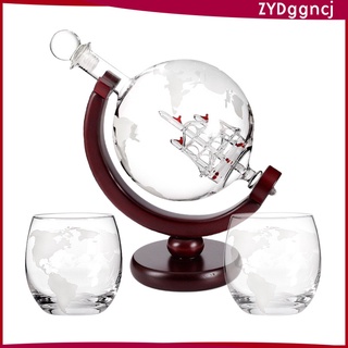 850ML Whiskey Decanter Globe Set Etched World Bar Vodka Liquor for Men Gift (7)
