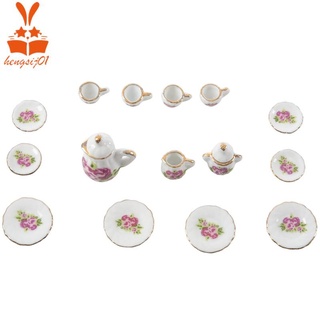 set de té de porcelana con 15 piezas/vaso/platos de rosa china
