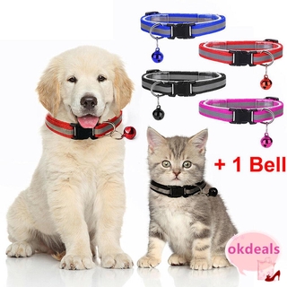 OKDEALS Collar de perro intermitente de nailon collares de gato suministros para mascotas cachorro noche hebilla de seguridad ajustable gato accesorios campana colgante/Multicolor (1)
