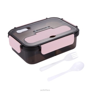 Al aire libre a prueba de fugas de plástico hogar desmontable microondas almacenamiento de alimentos con cuchara tenedor caja de almuerzo (7)