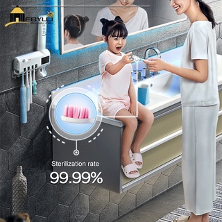 fbyuj antibacterias uv cepillo de dientes titular automático dispensador de pasta de dientes limpiador hogar accesorios de baño conjunto tiktok (7)