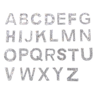 26PCS Alphabet Patches Applique DIY Iron on Sew on Clothing Sticker Rhinestone Letter Embroidery Applique for Clothing Jeans Dress T-shirt (1)