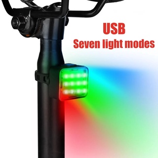 Bicicleta de montaña noche de equitación luz trasera + USB Cable de datos de carga de seguridad luz de advertencia de 7 modos de luz de conducción nocturna colorida