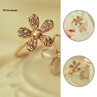spwholesale anillo de aleación de moda ajustable boda flor anillo abierto decoración para dama