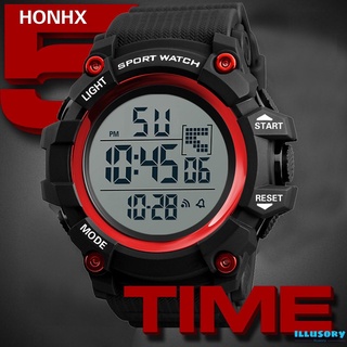 HONHX Reloj LED digital Impermeable Para Hombre Multifunción Fecha Deportes Hombres Al Aire Libre Electrónico Ilusorio
