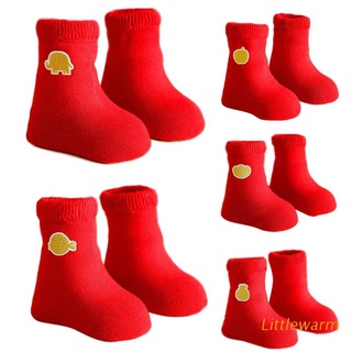 lit otoño e invierno terry engrosado año nuevo rojo bebé calcetines