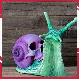 Halloween nuevo cráneo caracol resina escultura gótico jardín decoración del hogar artesanía de resina (1)