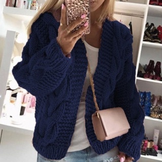 Women's Fashion Casual Warm Knitted Hooded Cardigan Sweater Coat Tops Solid Color Brief Long Sleeve Slim Fit Twist Autumn Winter Fashion Knit Sweater Coats