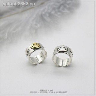 ™Ring female ins tide fashion personality Korean version of the net red cold wind index finger ring retro male jumping di couple smiling face