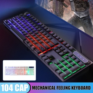 HOT 104 Keys RGB Light Waterproof Mechanical Feeling Keyboard USB Ergonomics